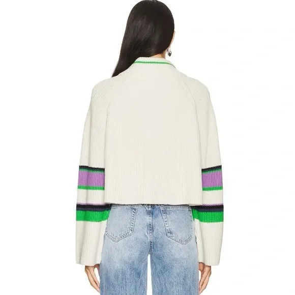 Free People Greta Stripe Half-Zip Mock Neck Sweater Size Large NWT - Picture 15 of 15